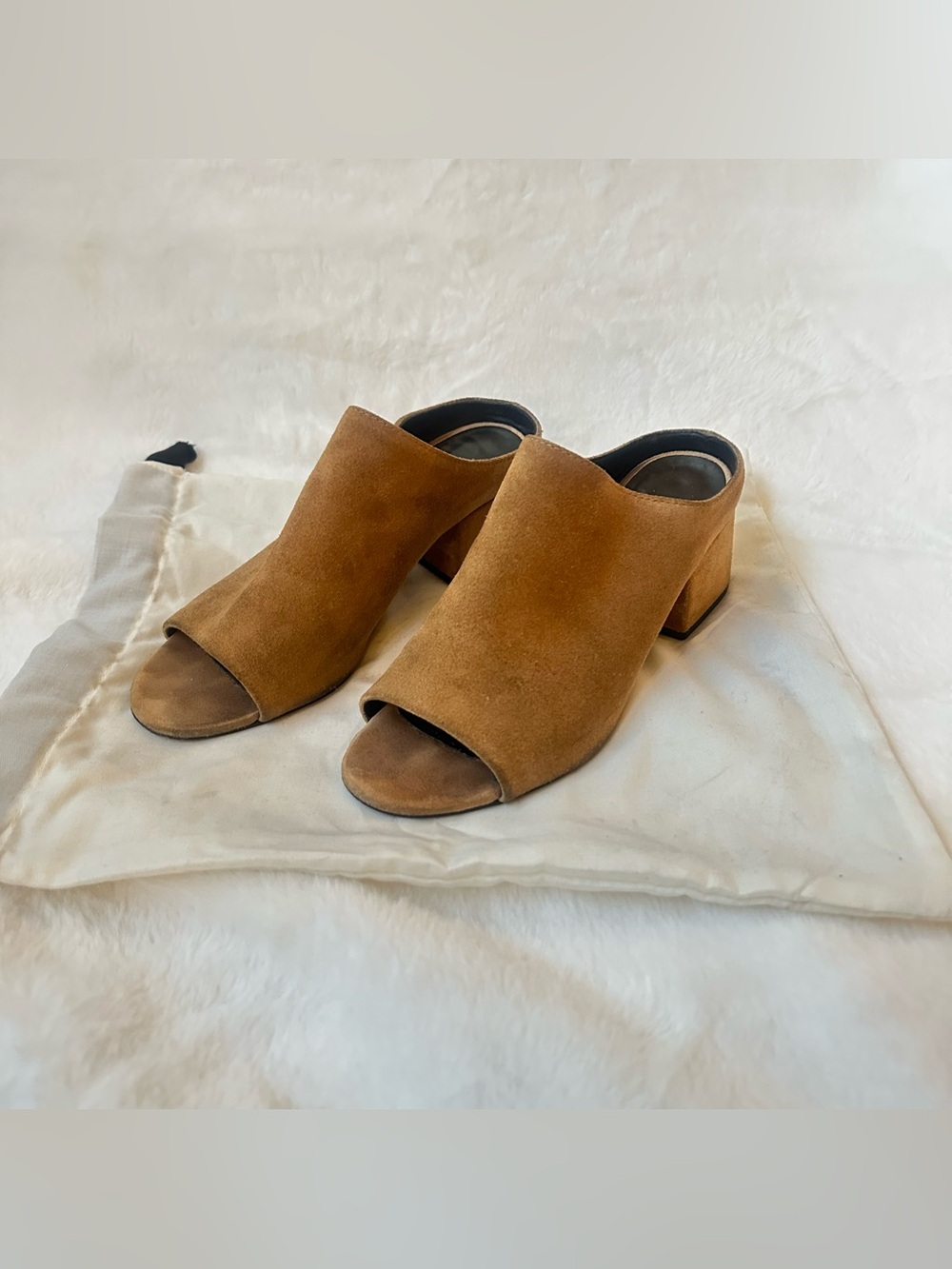 3.1 Phillip Lim Suede Open-Toe Mules in Camel Brown
